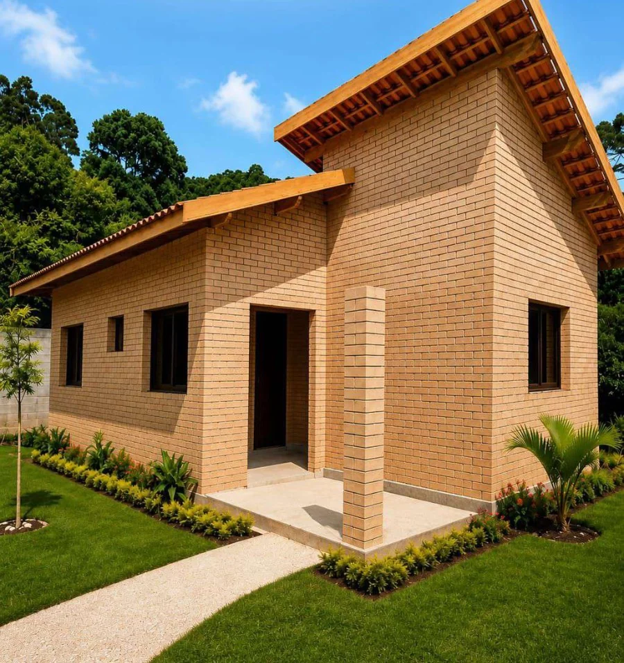 Casa construida con ladrillo BTC tipo lego